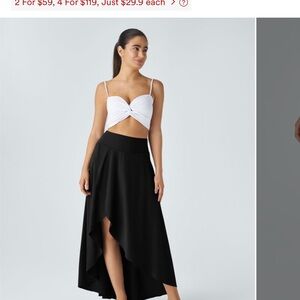 New halara breezeful high waisted high low ruffle maxi skirt size small black